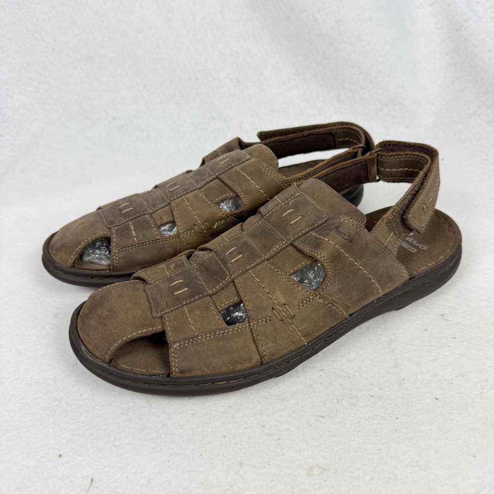 Clarks Fisherman Sandals Mens 11 Leather Closed Toe Adjustable Brown Outdoors
